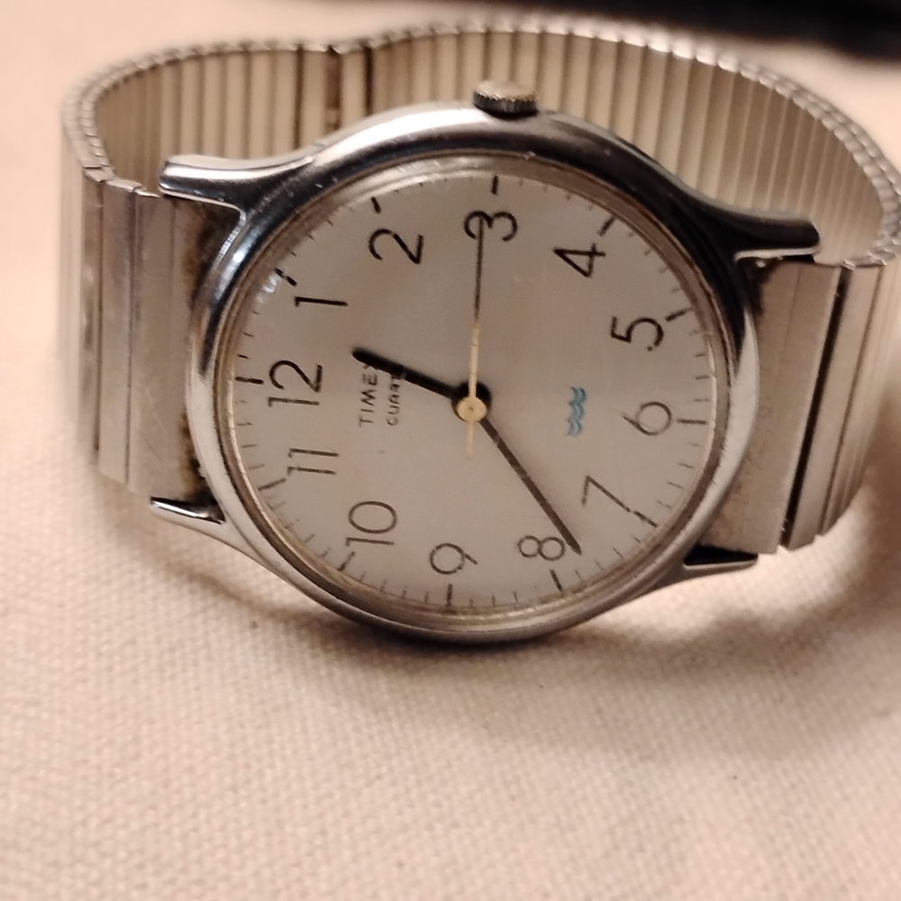 Timex Silver Watch with White Dial